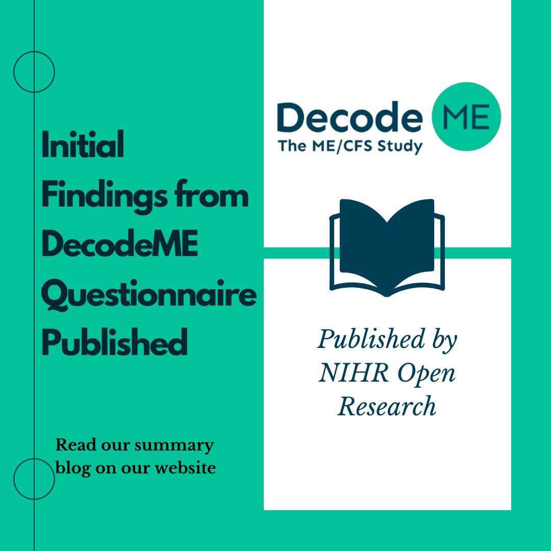 We've published our initial findings from the questionnaire data from the first 17k participants. Read our summary blog:shorturl.at/wBOQ3 Or read the full article: shorturl.at/istzT You can still sign up to #DecodeME: rb.gy/0lxxx #PwME #MECFS