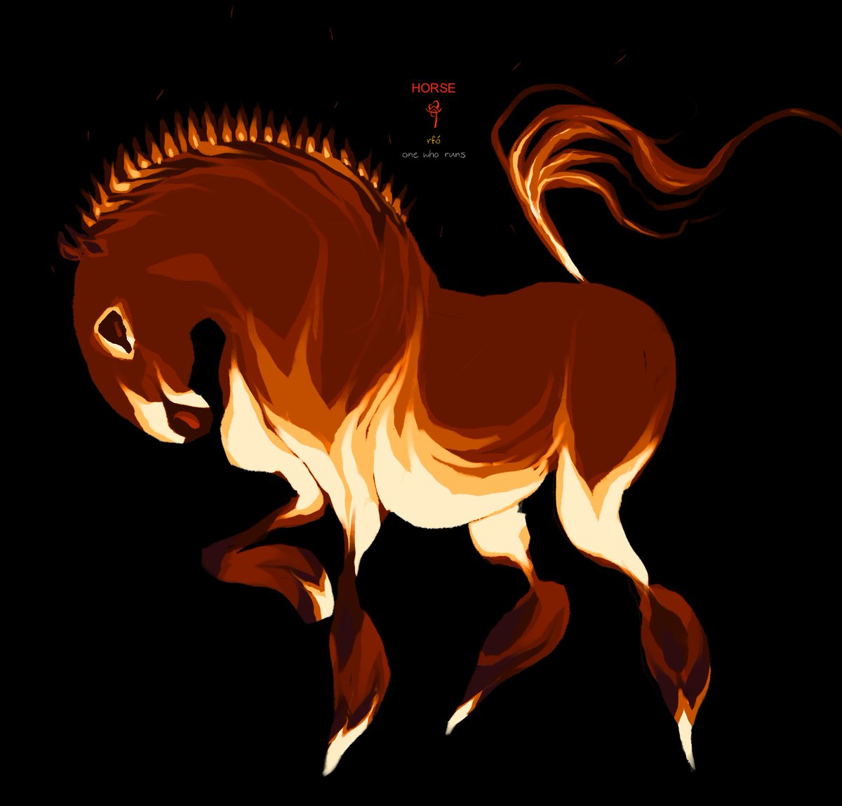 charseraph's tweet photo. Red Princes will occasionally emerge from the charred forests to roam villages. They are only equaled in strength by the tigers.

The Firish horse is small and stocky. When not in work, it will graze and clear dried vegetation to allow for new growth. https://t.co/tYaRpapfd3