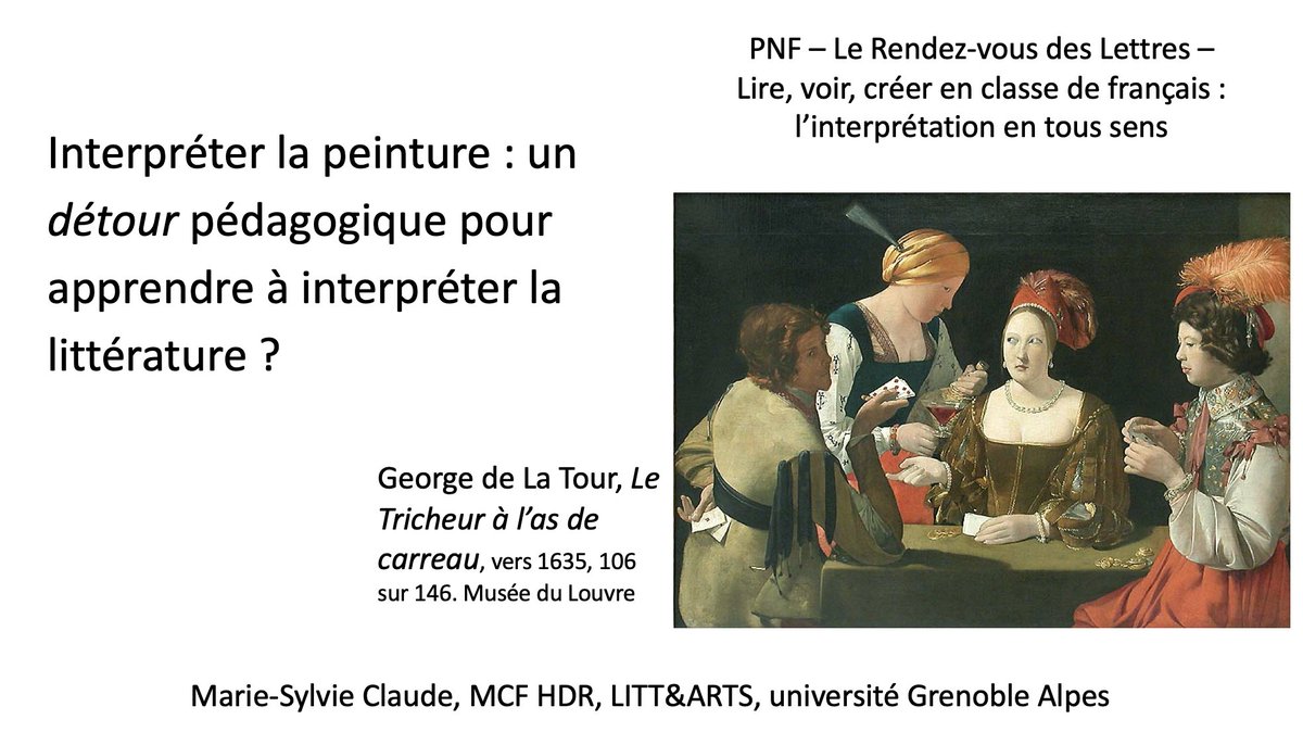 🖼️ #PNFLettres 2023 | #LireVoirCréer

🔷 Sur M@gistère, la conférence de Marie-Sylvie Claude <a href="/UGrenobleAlpes/">Université Grenoble Alpes</a> analyse l’apport et la pertinence du détour par l’image pour apprendre à interpréter les textes :

👉 magistere.education.fr/dgesco/mod/fol…