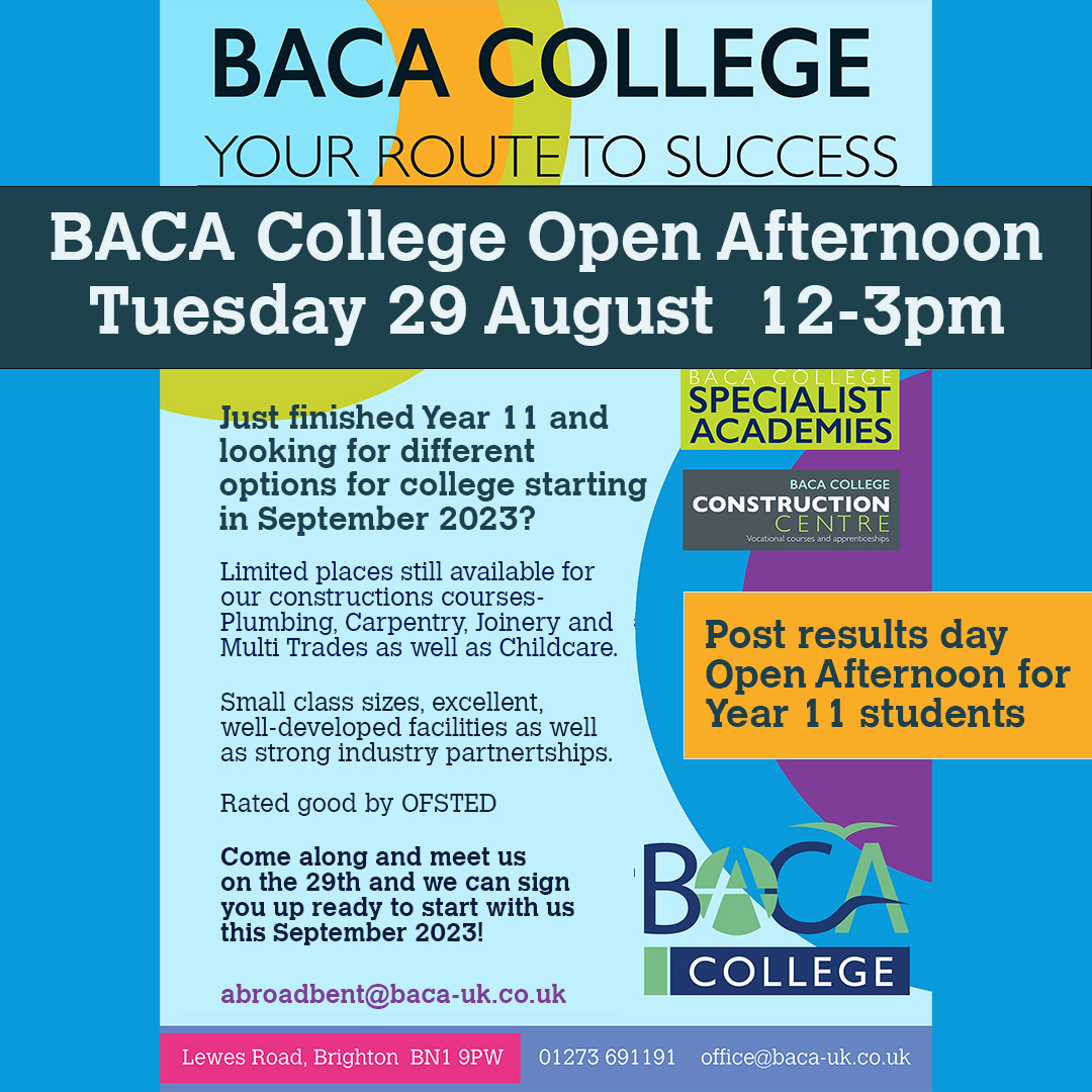 Good luck to everyone for your GCSE Results today!

It's not too late to still apply for September! If you would like to attend BACA College, please go here on our website to fill out the application form.
drp.li/g7L3z
