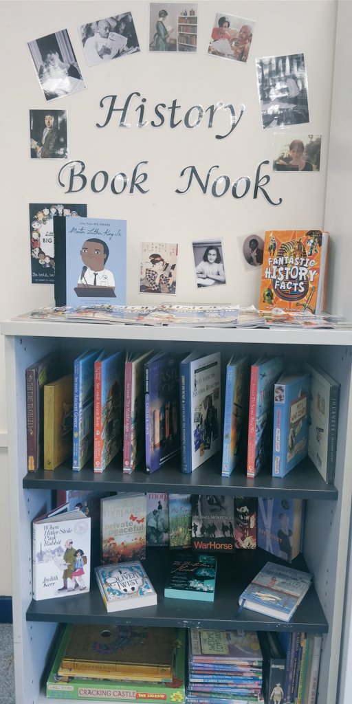A little Book Nook in the back of the classroom to encourage #readingforpleasure #literacyinhistory #wholeschoolliteracy #secondaryhistory #HistoricalFiction