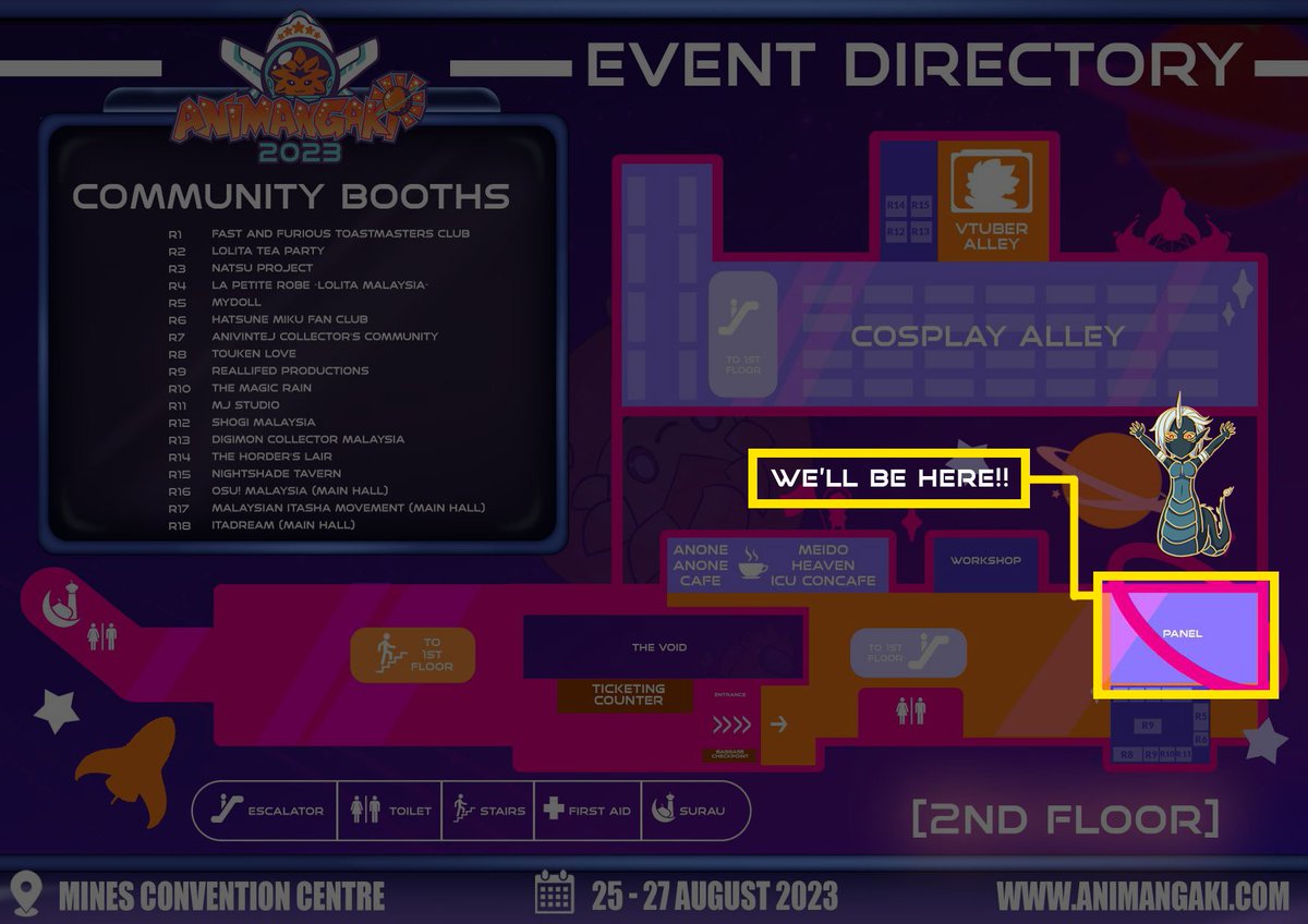 🐲@animangaki is right around the corner! Join us on Friday, 25th August at 6PM for a fireside chat about the indie games industry in Malaysia!

Alongside our founder @larxy will be Alex of @Midwest90_RC, Jon of @igdamalaysia and moderated by @nathalietay_ 

See you at AMG!🐸💚