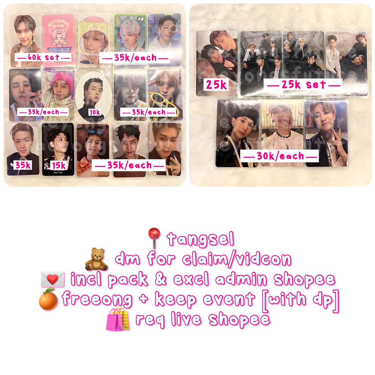 taeyongsfuture's tweet photo. [ rt's are appreciated  ♡]

꒰ 🛒 ꒱ wts ; want to sell ina ⸝⸝

⤷ photocard nct aab jaehyun taeyong jaemin jeno mark haechan doyoung jungwoo sungchan hendery yangyang jisung renjun johnny yuta taeil djj unit straykids hyunjin i.n han 

✴︎ tangsel
✴︎ detail on pict https://t.co/NRYRVDfK57