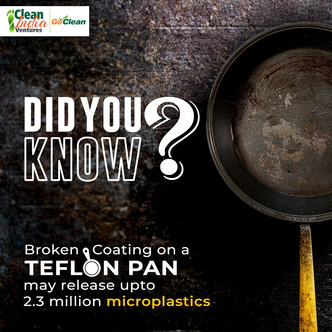 cleanindiatech's tweet photo. Your teflon pan may look harmless to you but a broken coating of that pan may release 2.3 M #Microplastics and cause harm to environment.
Visit https://t.co/P4LkSbbk9u to know more
#CleanIndiaVentures #CleanIndiaTech #CIV #Microplastics #ReduceReuseRecycle #PlasticPollution https://t.co/rCHCLA1gZt