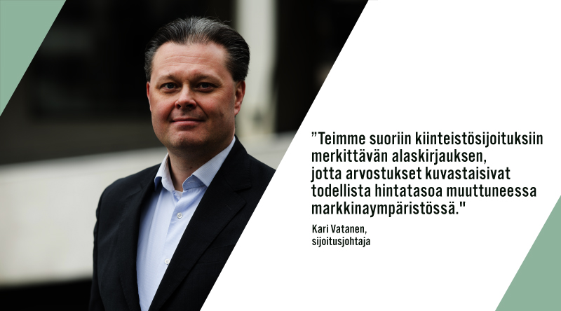 veritas_fi's tweet image. Kiinteistömarkkinoilla eletään poikkeuksellisia aikoja ja alkusyksyn näkymät ovat tällä hetkellä heikkoja.
”Teimme suoriin kiinteistösijoituksiin merkittävän alaskirjauksen kesäkuun lopussa&quot;, kertoo sijoitusjohtaja @KariVatanen.
veritas.fi/uutishuone/uut… #sijoitukset #kiinteistöt