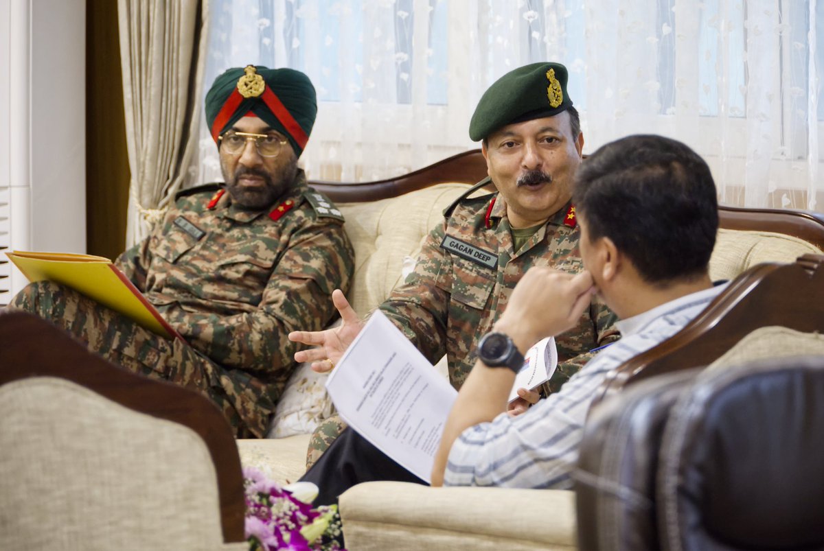 PemaKhanduBJP's tweet photo. Maj Gen Gagan Deep, ADG, NCC, NER, accompanied by Brig SS Gill, Group Cdr, NCC, Tezpur, made a courtesy call today. Discussed establishing #NCC Group Headquarters in Itanagar. 

Students enrolled in NCC not only undergo an all round development but also play a crucial role in fostering discipline, leadership, and a sense of responsibility among young individuals.