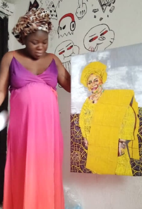 Commission portrait 
Fabric collage 
2023