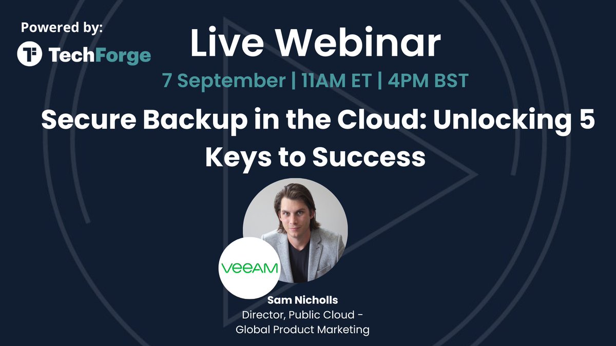 Strengthen Your Defense Against Ransomware & Cloud Vulnerabilities. With 85% of companies experiencing ransomware attacks last year, the urgency for reliable response & recovery solutions is undeniable! Register to learn more 📅 Sept 7th 📷11AM EDT/4PM BST techforge.pub/webinars/veeam…