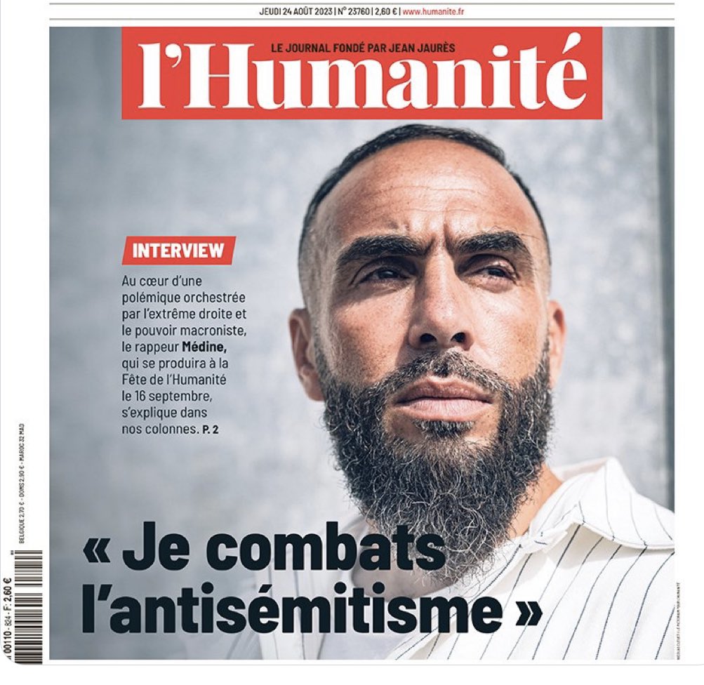 _LICRA_'s tweet photo. Cette misérable opération de sauvetage du soldat Médine est pétrie d'opportunisme politique et d'arrière-pensées idéologiques. La Une honteuse de l'@humanite_fr insulte les victimes de l'#antisémitisme autant qu'elle méprise les vrais acteurs de la lutte contre ce fléau. https://t.co/tWaZo3dV6H