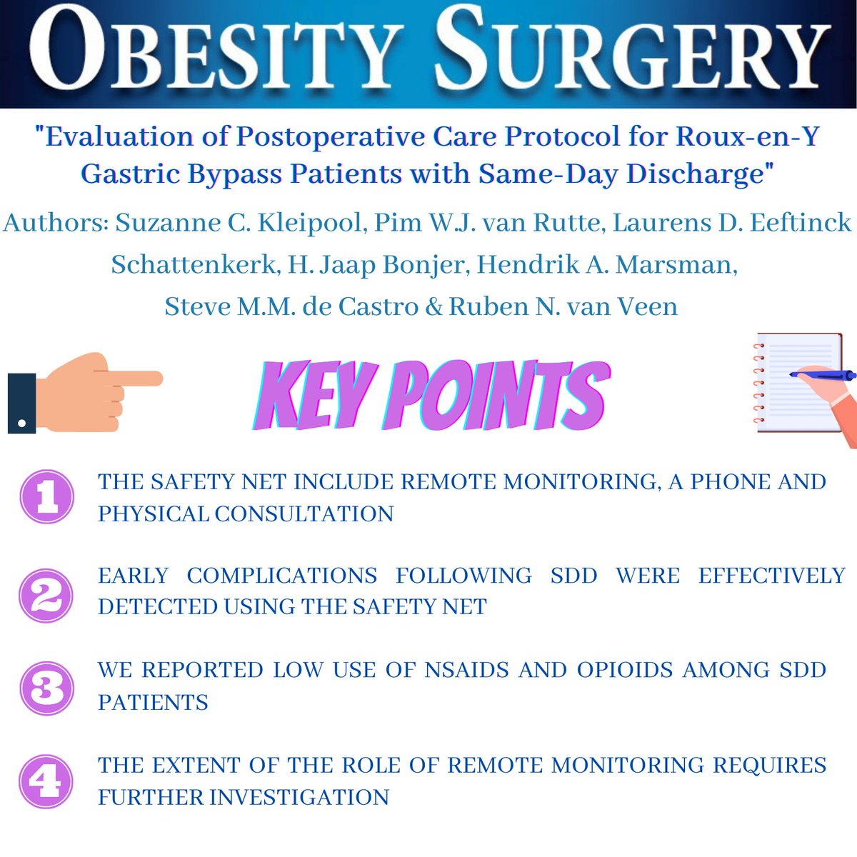 BEST PAPERS OBSU AUGUST ISSUE
"Evaluation of Postoperative Care Protocol for Roux-en-Y Gastric Bypass Patients with Same-Day Discharge"

DOI: doi.org/10.1007/s11695…
FREE DOWNLOAD: rdcu.be/dkhmo