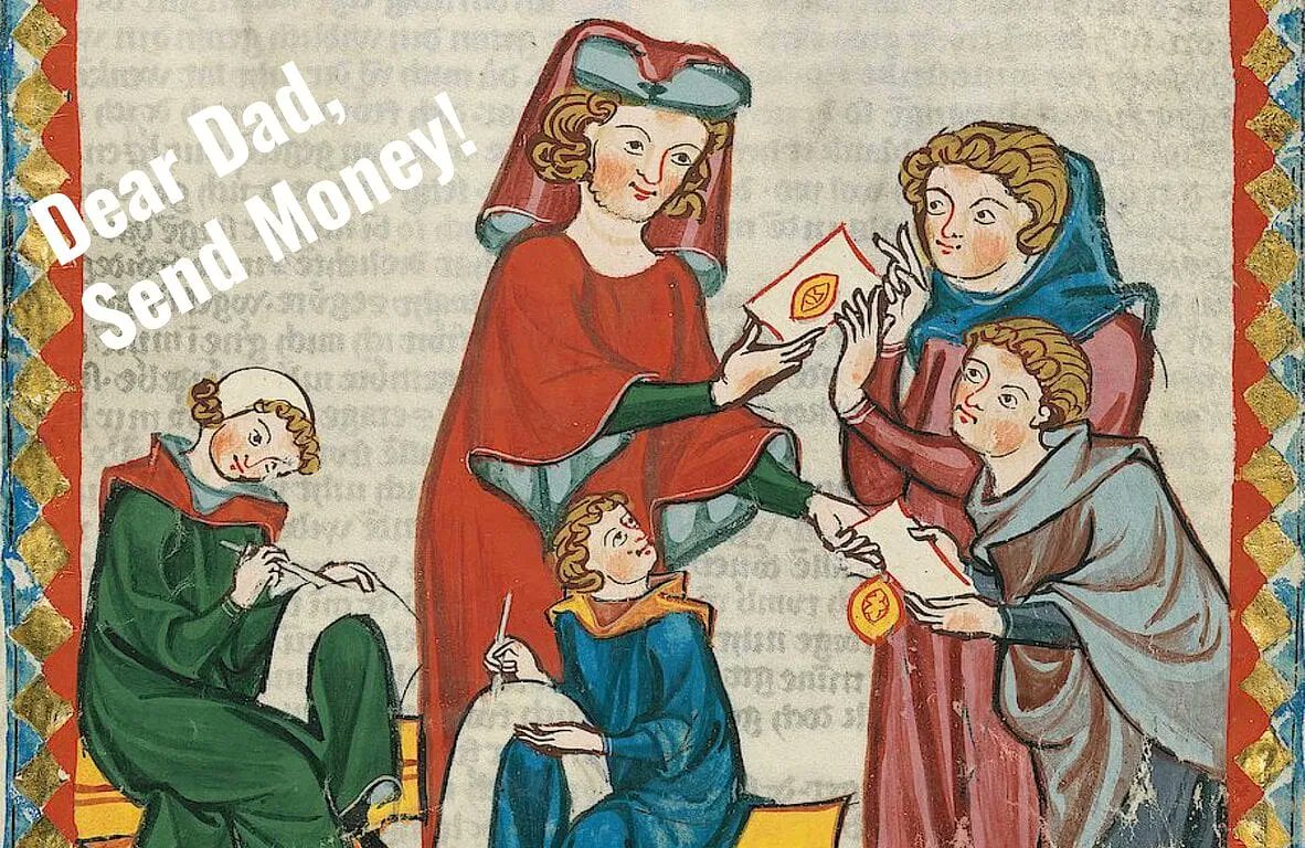 "The city is expensive and makes many demands... Dear father, deign to help me." A survey of letters home from university students in medieval Europe reveals a very familiar theme: requests for money. #history #middleages #students 

medievalists.net/2023/08/letter…