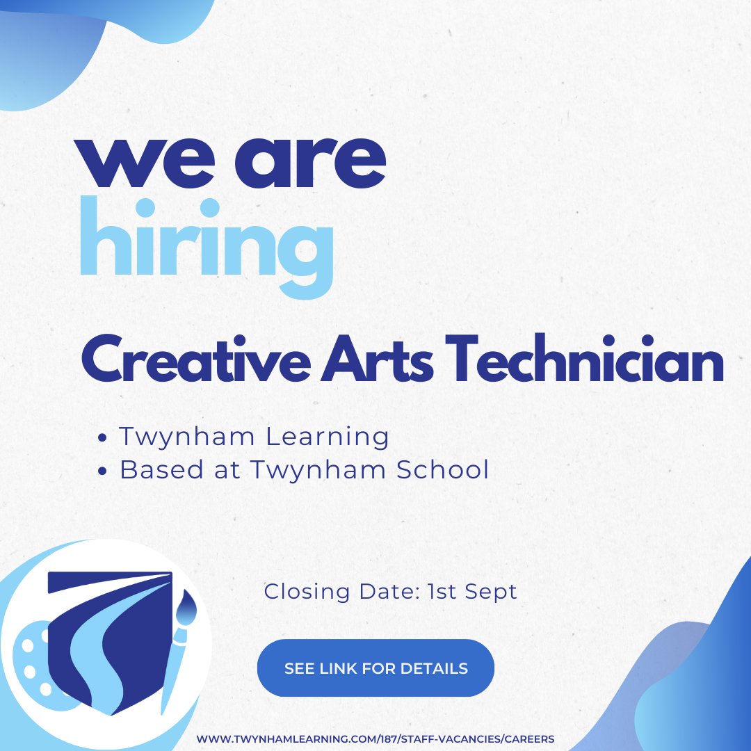We are seeking a passionate, energetic and ambitious Creative Arts Technician. Details here: twynhamlearning.com/187/staff-vaca…