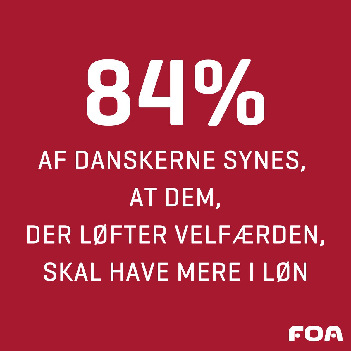 Hvis <a href="/regeringDK/">Regeringen</a> helst skal have over 80 % af danskerne bag sig, før de rigtig rykker på noget, så har vi her en sag med bred folkelig opbakning. 
👍👍👍
Vi ses til trepart om lønløft til velfærdsmedarbejderne. 😄
#arbejde #dkpol #dkøko #kompoldk