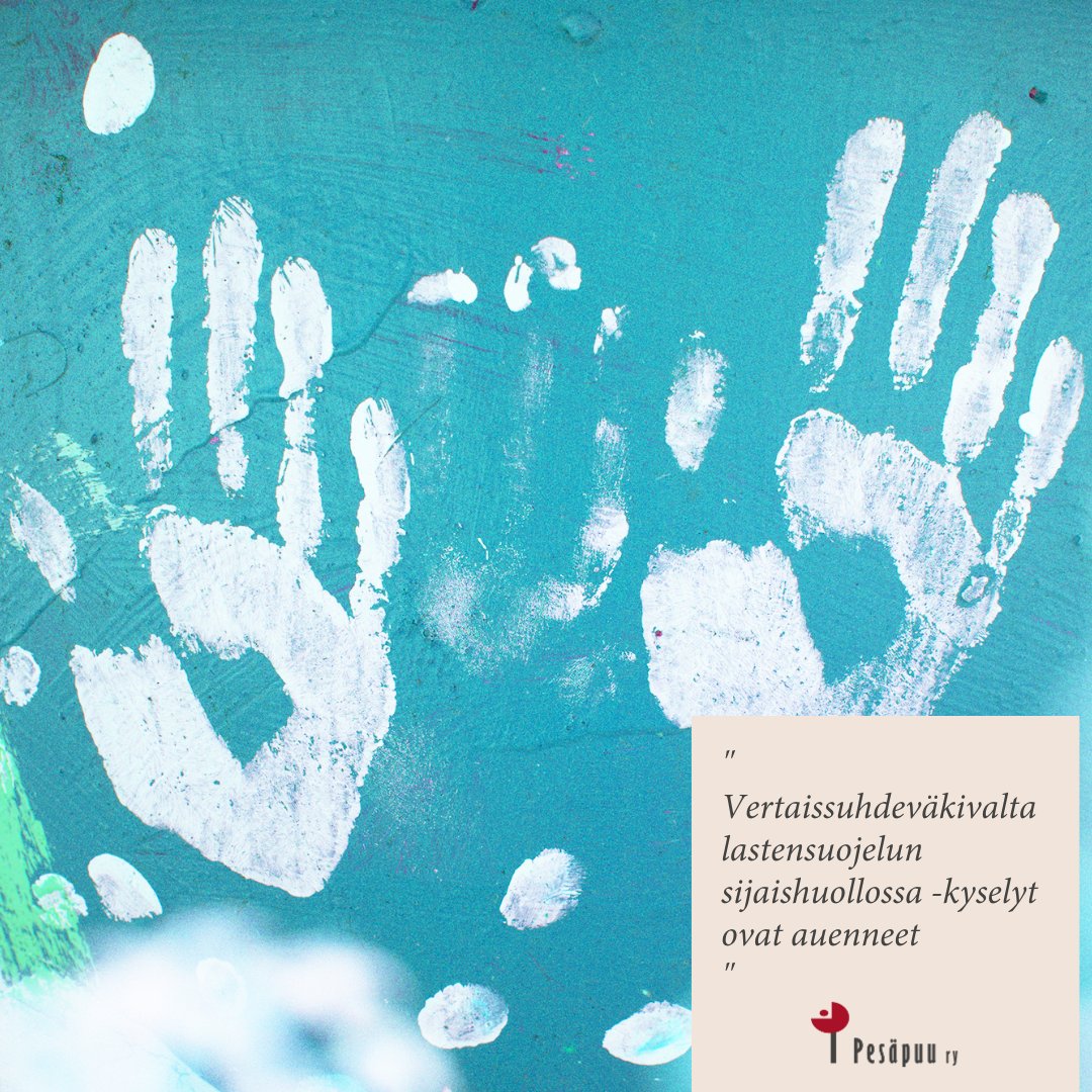 Vertaissuhdeväkivalta lastensuojelun sijaishuollossa -kyselyt auenneet!

Tuotamme laajasti eri näkökulmat huomioivaa tilannekuvaa #lastensuojelu'n #sijaishuolto'ssa ilmenevästä #vertaissuhdeväkivalta'sta (#lasten &amp; #nuorten keskinäinen #väkivalta).

👉 pesapuu.fi/2023/08/vertai…