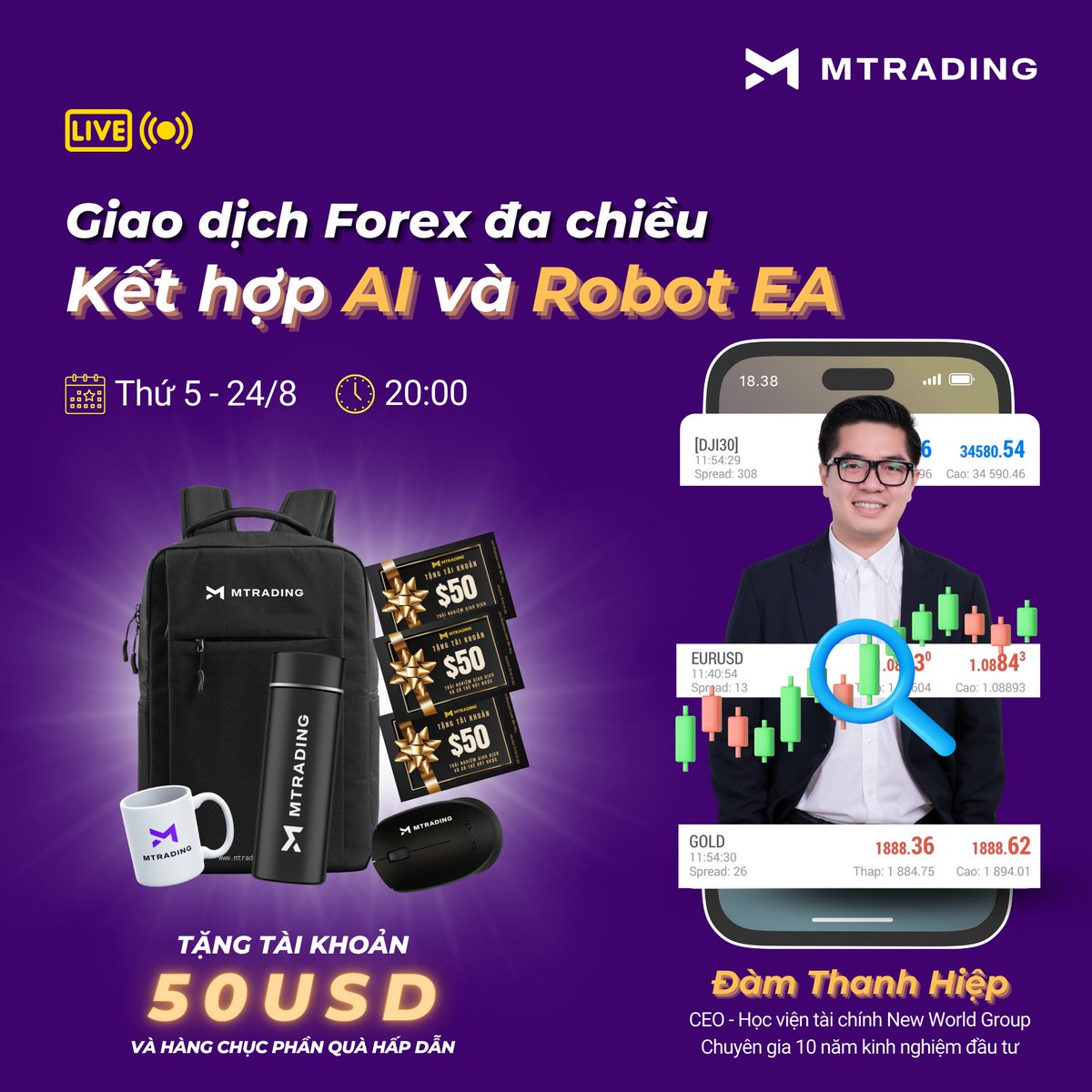 MTradingVietnam's tweet photo. 🔥Hãy gặp bạn vào lúc 20:00 tối nay🥰
--->
🌟Là một nhà đầu tư thông minh, đây là cơ hội bạn không thể bỏ lỡ để sở hữu ngay "công cụ giao dịch #Forex - Chứng khoán - #Gold một cách đa chiều".
#BotTrading #EAtrading #AItrading #EAforex #Autotrading #RobotEA https://t.co/l0xRbCDBNg