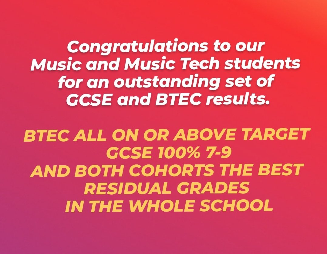 Congratulations to our Music and Music Tech students! Another great year!