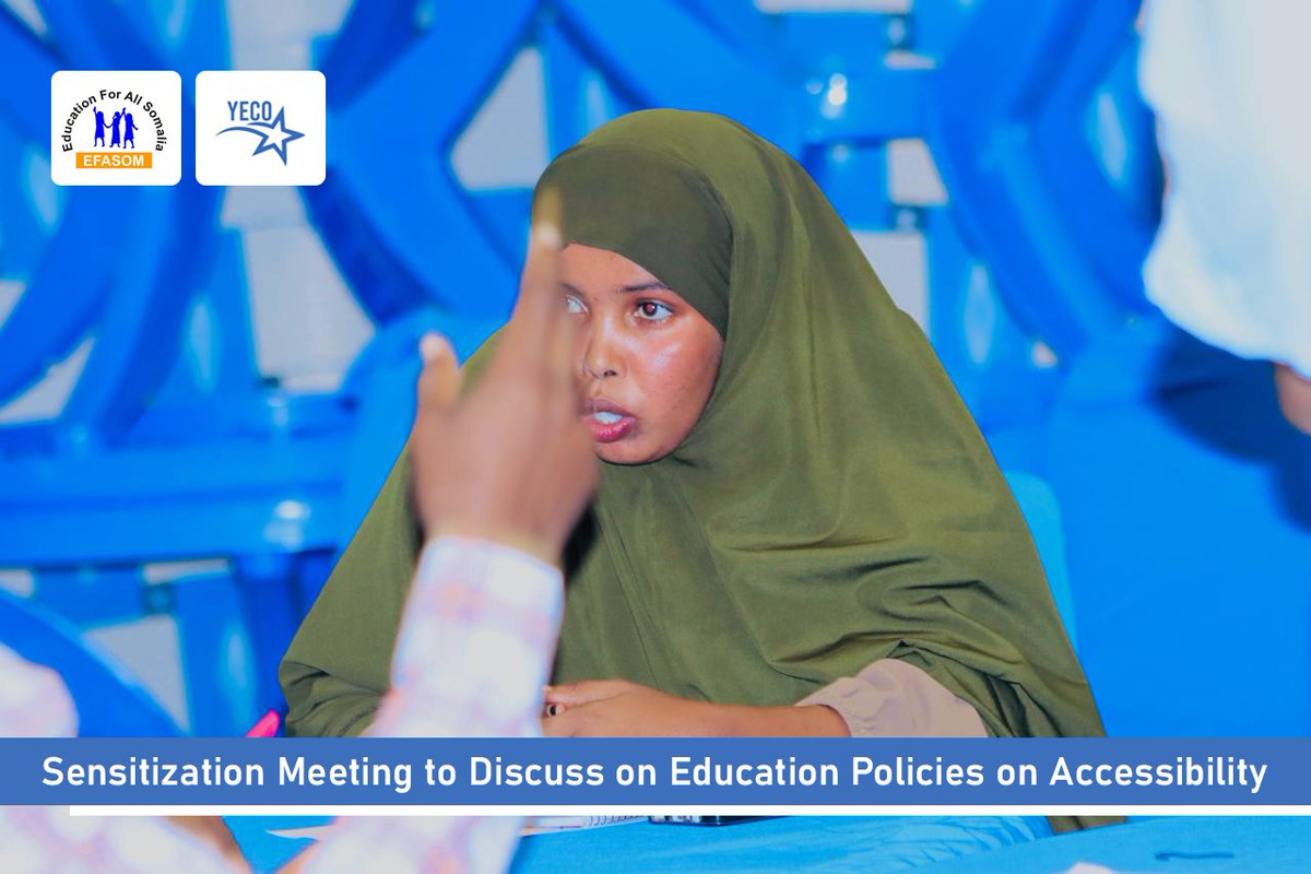 In 🤝 with @EFASOMSomalia we're organizing a sensitization meeting with the aim of to discuss on the road-map to enact education policies on accessibility. The participants will engage in an in-depth discussion regarding enacting education policies on ♿ accessibility.