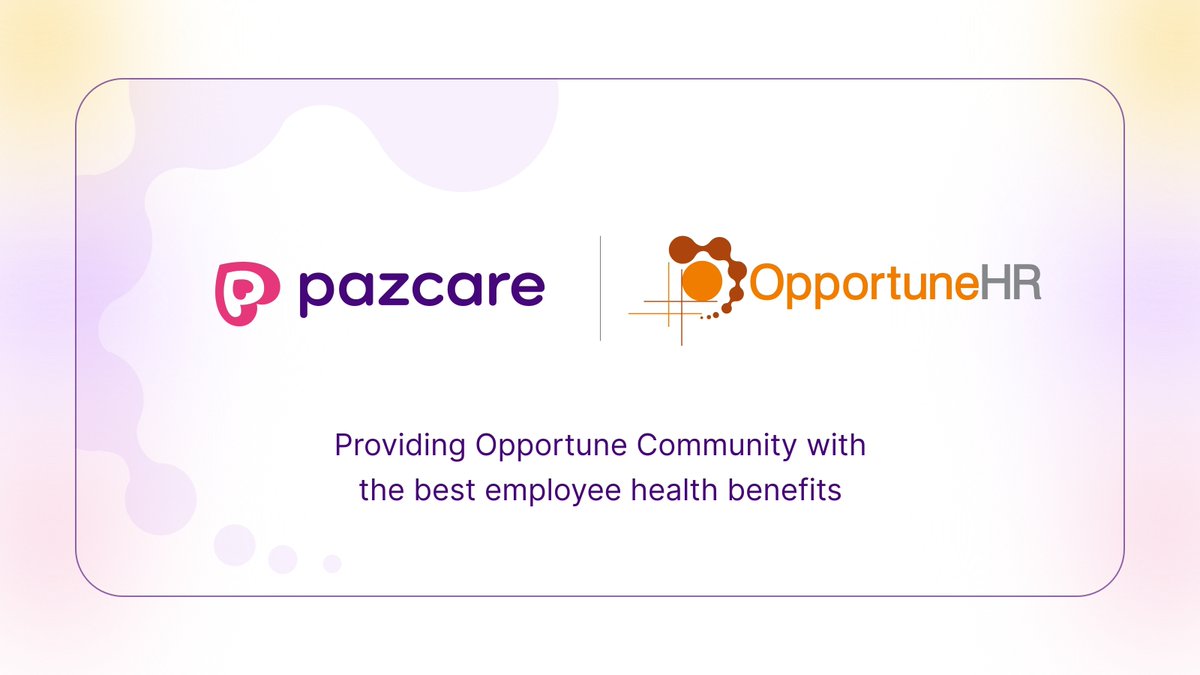 @Opportunehrms is excited to announce an exciting partnership with @getpazcare 

Now, OpportuneHR’s community has the unique opportunity to avail of Pazcare's premium employee benefits package for their team❤️

#employeebenefits #healthbenefits #opportuneHR
