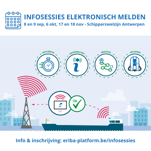 Heb je vragen over elektronisch melden? 🤔  Op 08/09, 09/09, 06/10, 17/11 en 18/11 organiseren we infosessies. De focus ligt op de manier waarop je moet melden, met concrete instructies voor BICS en Riverguide. Kom jij ook? Schrijf je snel online in via eriba-platform.be/infosessies.