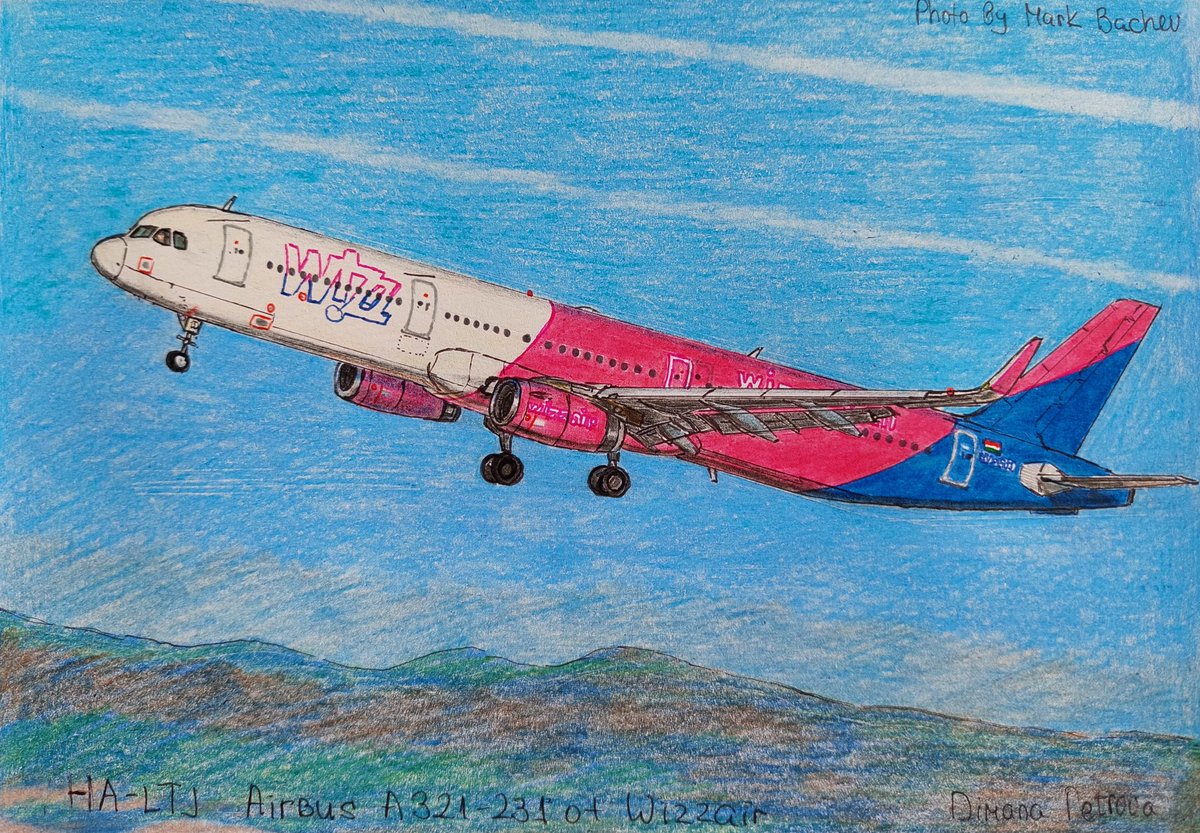 My drawing of @wizzair Airbus A321-231 HA-LTJ on final touchdown at @SOFIAirport 🇧🇬
Photographer: Mark Bachev 📸
148x210mm
#WIZZwings #wizzair #WIZcraft #flyWIZZ #wizzaircom #SofiaAirport #Bulgaria #planespotting #Airbus #A321 #landinggears #aviation #traveling #art #drawing