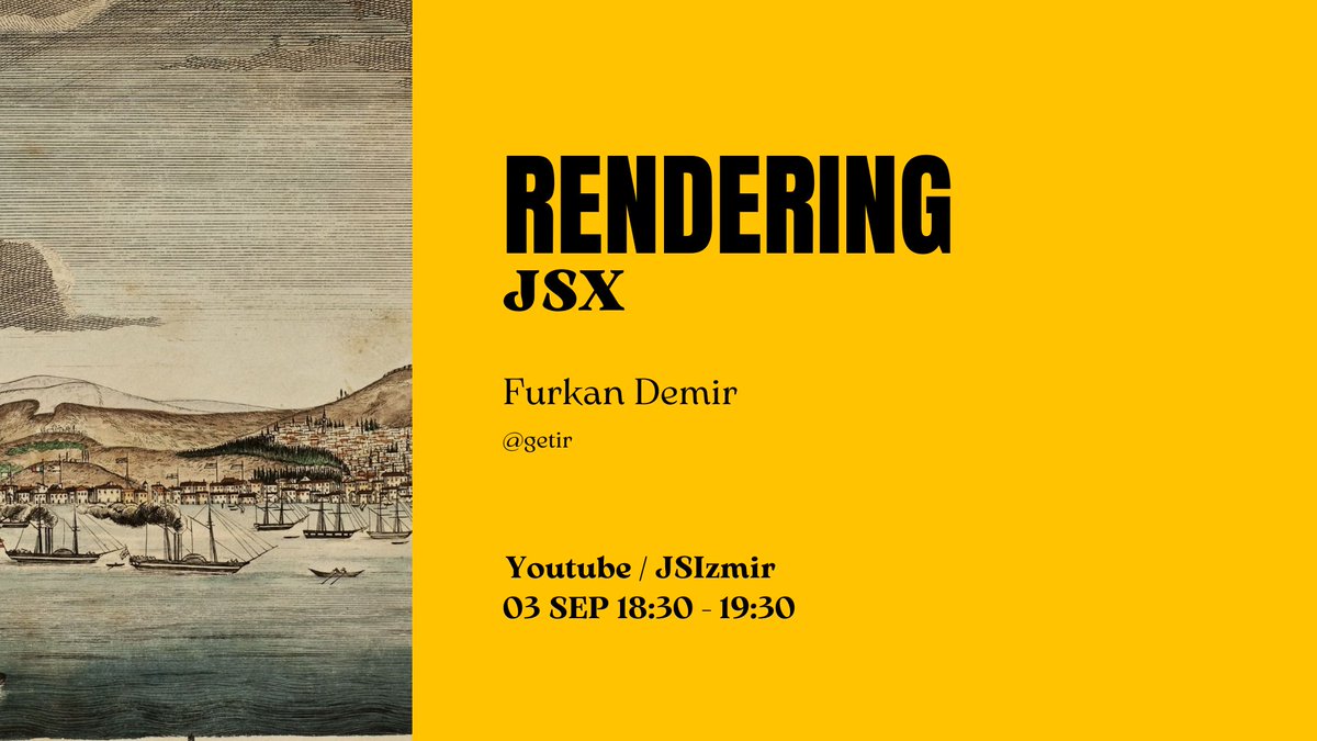 furkaneulogy's tweet photo. nasil oluyor da javascript icerisine yazdigim html benzeri yapi browserda gosterilebiliypr? merak ediyorsan react-dom'u temel ozellikleriyle implement ederek anlatacagim. minik bir renderer yazacagiz! gorusmek uzere! 
Tarih: 3 Eylul 18:30
Stream Link: https://t.co/JAgk0U8eIY https://t.co/Vx0OKq84Pe