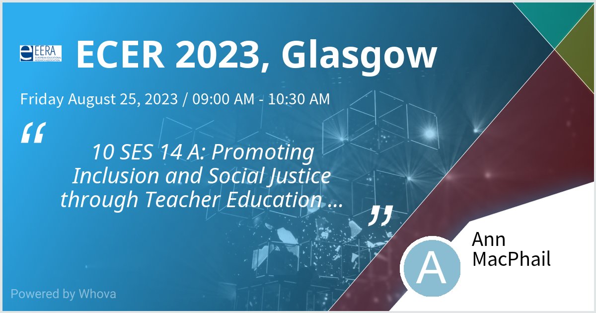 I am speaking at ECER 2023, Glasgow. Please check out my talk if you're attending the event! #ECER2023 - via #Whova event app