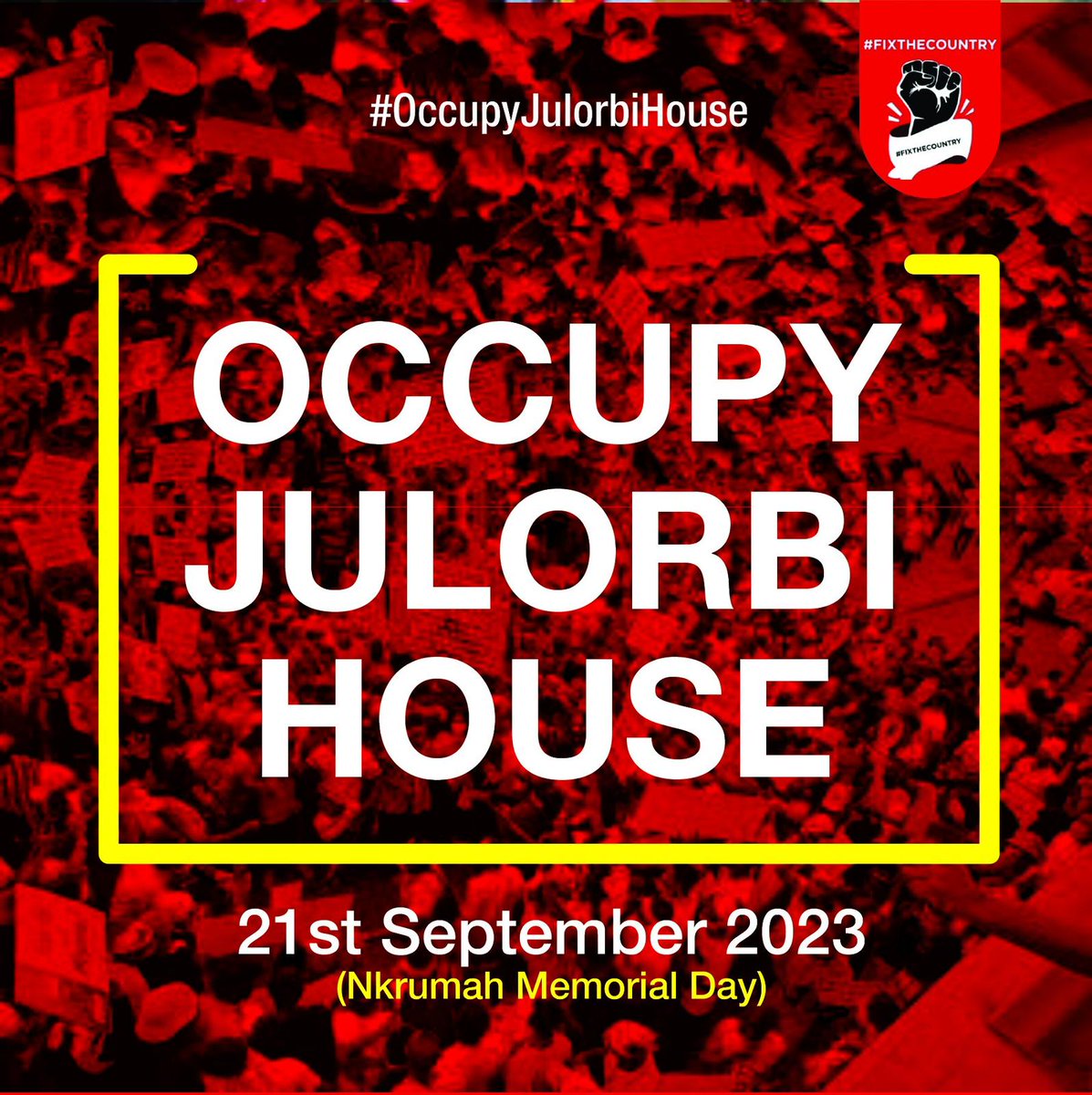 Our anger should be seen on the streets. No country has developed with citizens who complain in their rooms. Be part of the discussion to build this Nation. #FixTheCountry #OccupyJulorBiHouse #21September