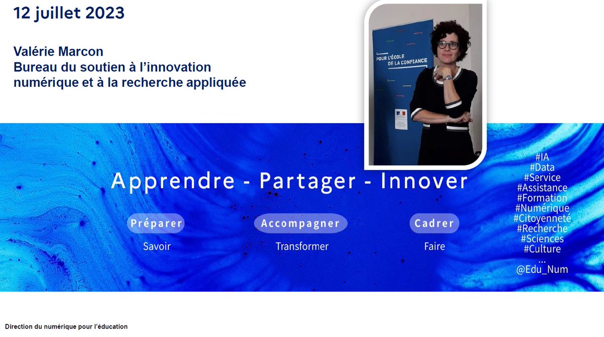 AxelJean77's tweet image. Belle route @marcon_valerie dans tes nouvelles missions #perdir2023 @accreteil 
Merci pour tes compétences, ton W et ton E dans l&apos;équipe #DNE #TN2 @Edu_Num Soutien à l&apos;#innovation num. et à la recherche appliquée #IAEd #P2IA @AI4T_project #EduUp #Etincel #GTNum
/c @CTorossian_Off
