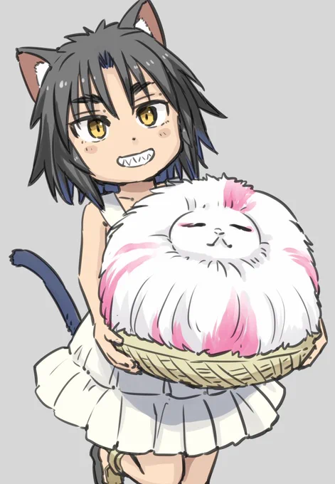 abbtk14さんがまた微睡み妖怪すねこすりと黒菜でコラボファンアートを作ってくださいました凄く可愛いので皆良かったら是非見てねリュウコミックス #ねこむすめ道草日記 #微睡み妖怪 #すねこすり 