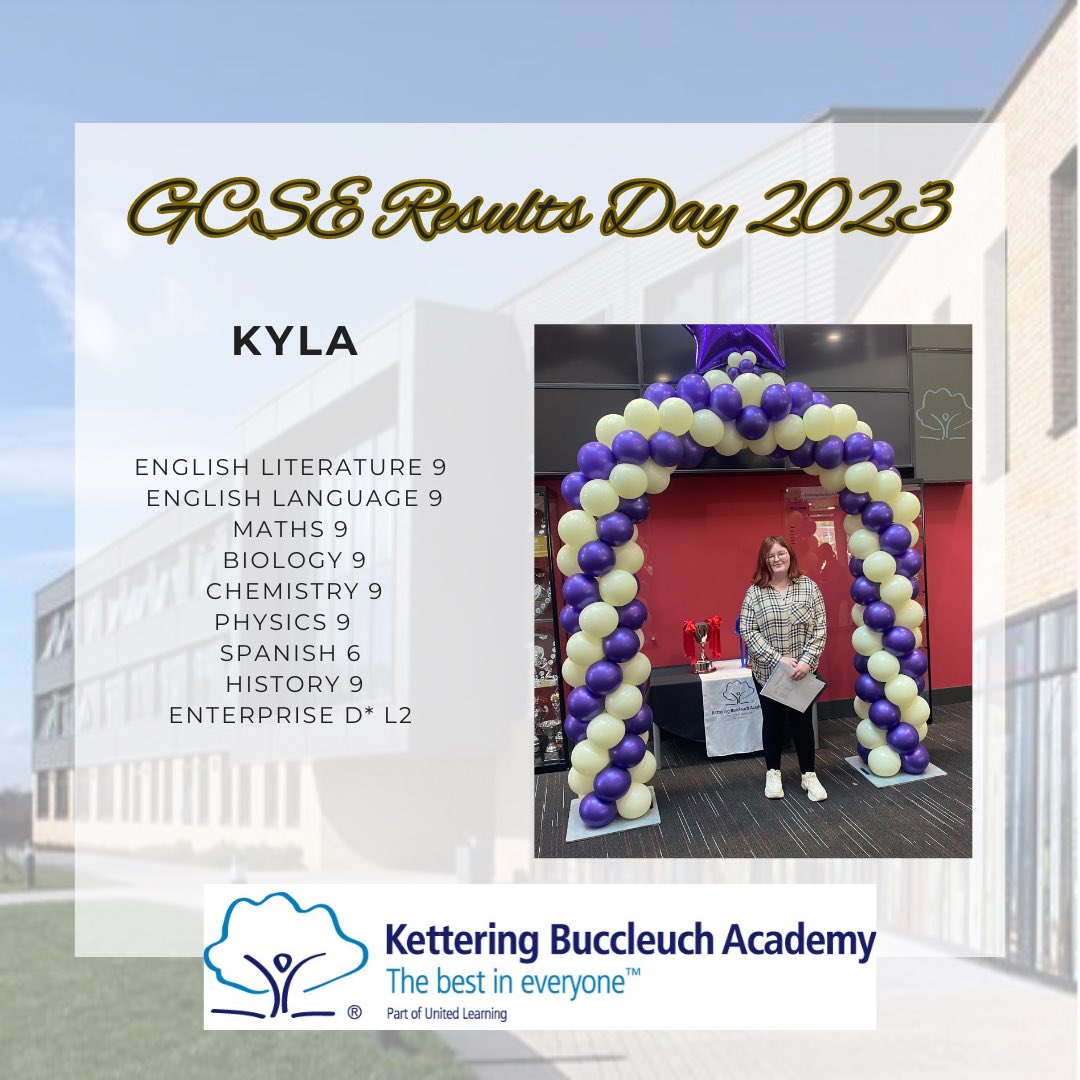 An incredible set of results for an incredible young lady, congratulations Kyla 💜 <a href="/UnitedLearning/">United Learning</a>