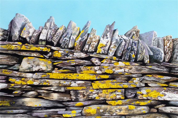 Alwyn #peoplewithpassion shares - 'Slate wall with blue sky', see it on the #clwydiancreatives Art Trail. #welshpassion courtesy @alwyndempster