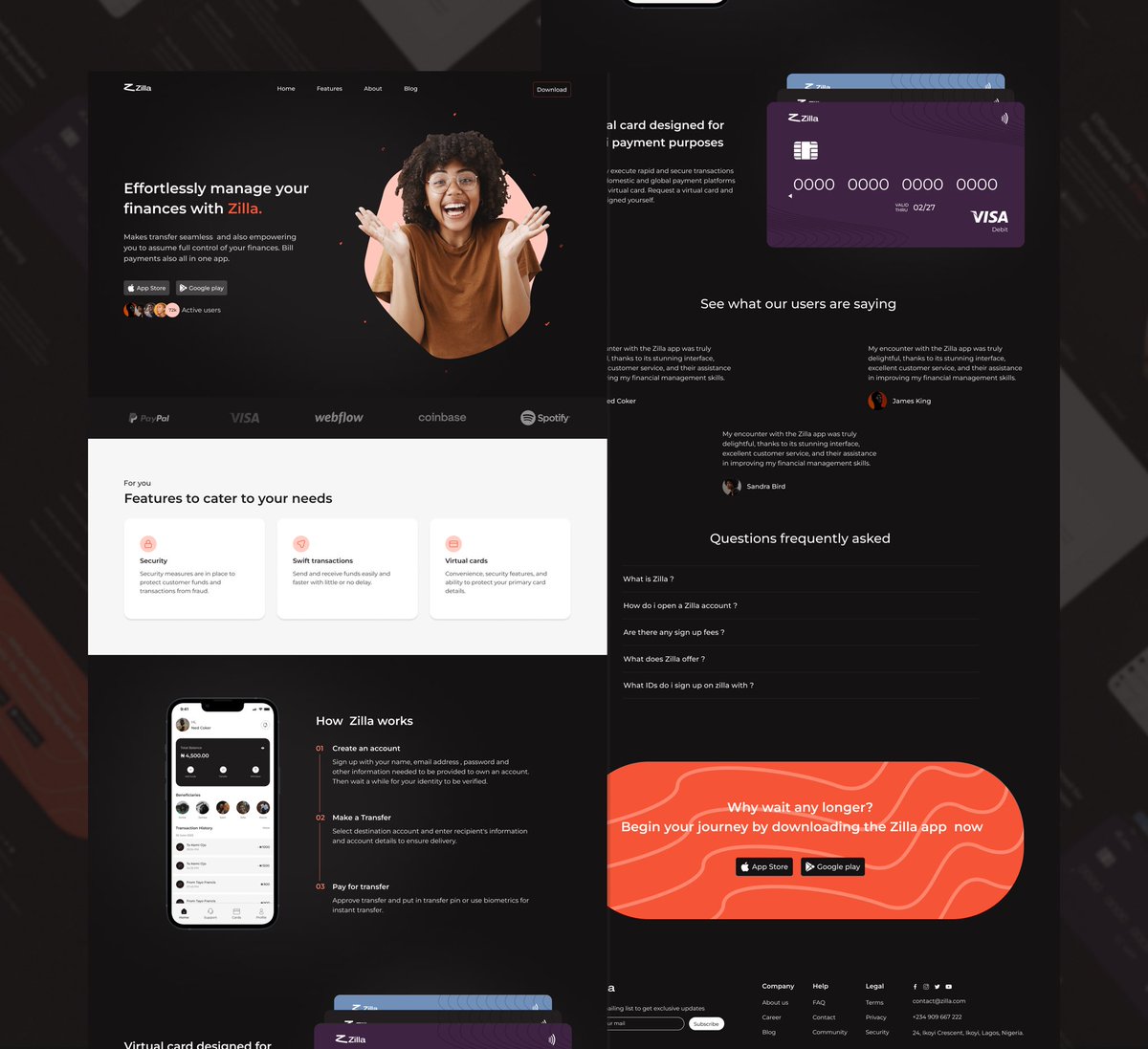 oREdathug's tweet photo. Landing page exploration 🤲🏾

Full design on behance : https://t.co/LvhJMa7u1U

#landingpage #uiuxdesign #fintechdesign https://t.co/X08gXfkT6i