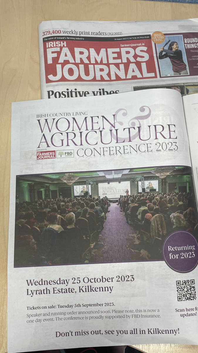 Some very exciting news in this weeks @IrishCountryLiv @farmersjournal Irish Country Living Women & Agriculture conference 2023 is back! This year we are heading to @LyrathEstate on Wednesday 25th October. Tickets on sale Tuesday 5th September