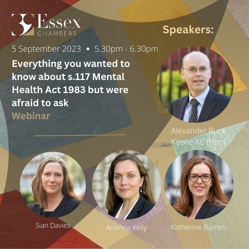 39EssexChambers's tweet photo. WEBINAR - IN TWO WEEKS | 📹🚨

This webinar will set out road-maps for public authorities through s.117 and answer questions about the legislation and its interpretation by the courts.  We will also consider what the future might hold. 

Register at: https://t.co/y7gmMXBhQk https://t.co/twRP1L2Vzc