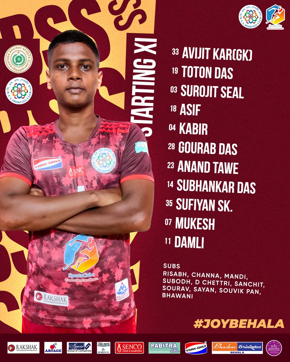 bsssporting's tweet photo. Today's starting XI to take on Eastern Railway SC. 👀📝

#BssSporting🦾 #IndianFootball ⚽ #BSSC ⭐ #JoyBehala https://t.co/VDUcS0xmZo