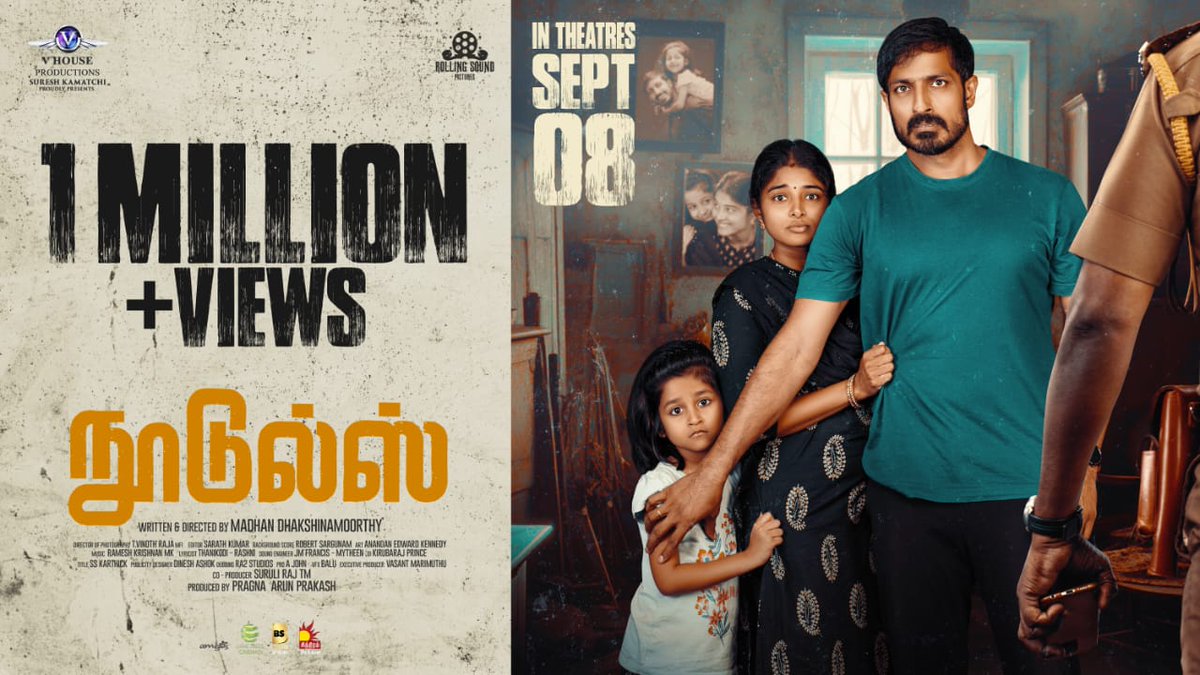 JayaTvOfficial's tweet photo. #NOODLES Movie Trailer hits #OneMillionPlusViews.
Link - https://t.co/Ky2hazdJVB
@VHouseProd_Offl release
@sureshkamatchi @Picturesrolling @aruvimadhan @surulir68087033 @harishuthaman @sheelaactress @cinemakaran_dop @robert_sargunam @sarath_edit #Jayatv https://t.co/Uuwl7mWncE