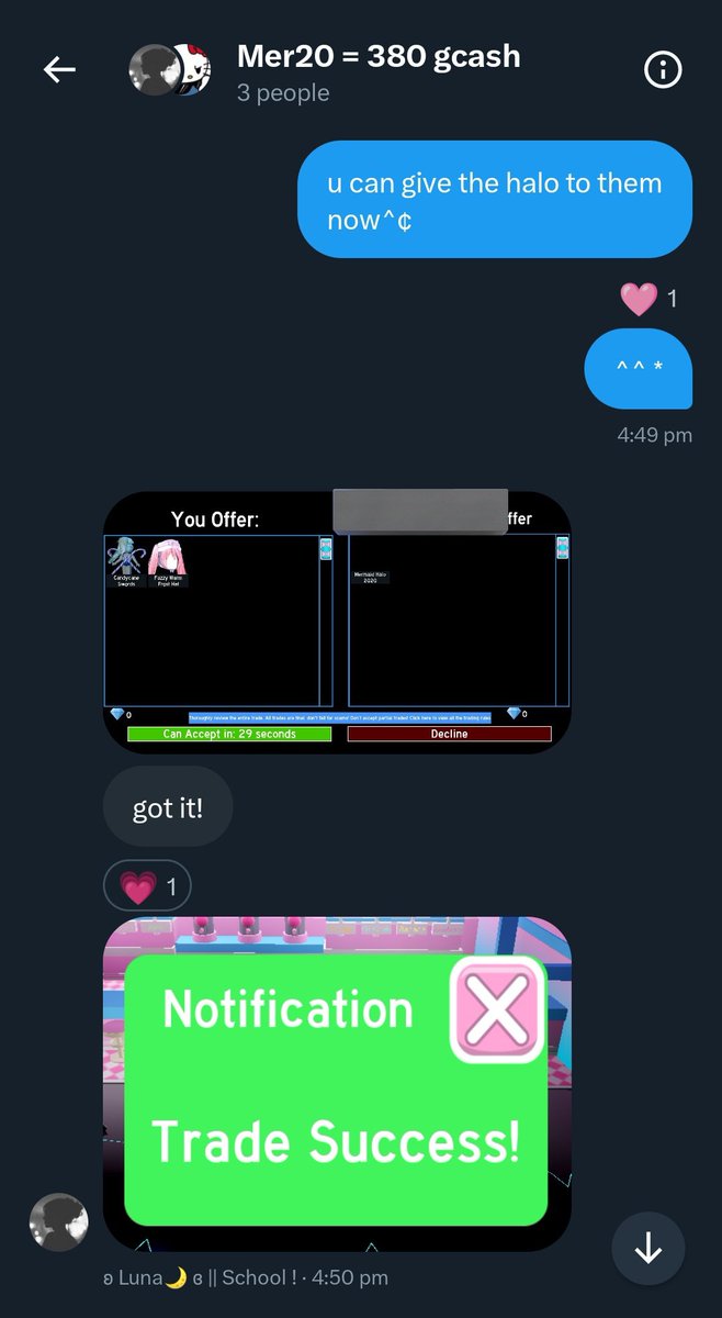 Thank you <a href="/sweatydiors/">🍒 119v — mm services CLOSED (school)</a>, for being a trusted MM; I will definitely use you again in the future! I appreciate <a href="/BriightLuna/">Huen | Online</a> for doing the trade with me and for promising the payment!

— #reahtrusted 💗