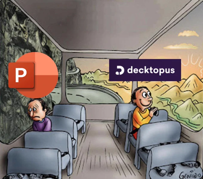 The_AI_Update's tweet photo. PowerPoint just got replaced by AI.

Don't spend any more hours preparing slides.

Decktopus creates full presentations from simple prompts. https://t.co/eg6R8ZfdYz