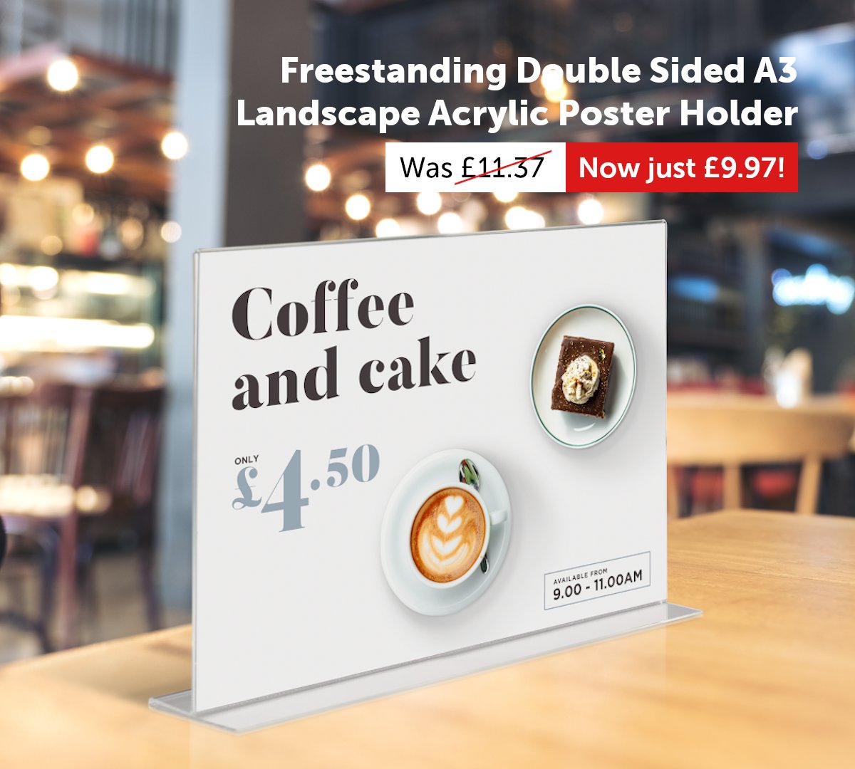 UKPOSGroup's tweet image. Limited time only! Save over 10% on our A3 Landscape Double Sided Freestanding Acrylic Poster Holder for a limited time only! Perfect for promoting menus, prices and product specifications: bit.ly/3QaNHOv #posterdisplays #sale #posdisplays