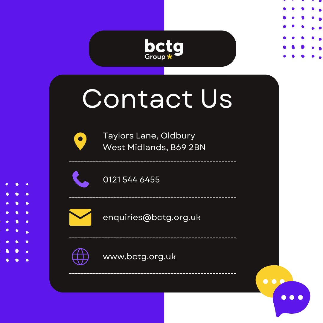 We are here to help. Contact us Monday-Friday by email or phone for information regarding #upskilling, #apprenticeships, #training courses and more. Visit our website at: bctg.org.uk