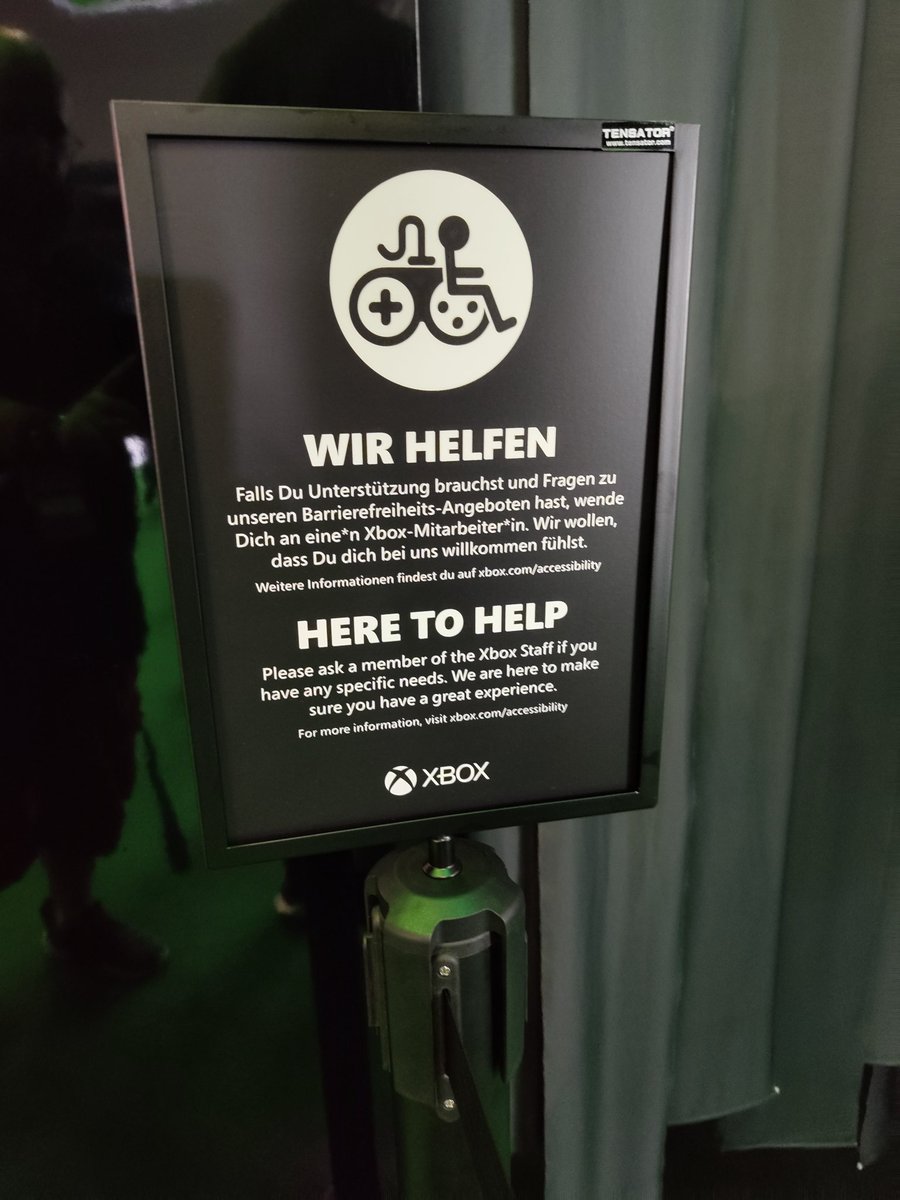 HiImBerryBuh's tweet image. Der erste Stand bei dem ich so einen Hinweis gesehen habe!
Ehrenstand @XboxDACH 
#Gamescom #accessability
