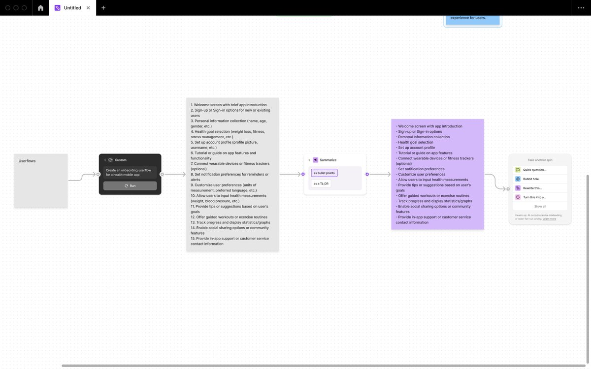 FayeSeun_'s tweet photo. Figma now has an AI plugin called #Jambot
in this example, i've gotten all the flows and process required for a mobile health app, less thinking again for me. This is super helpful! https://t.co/yjRtmqcMsK