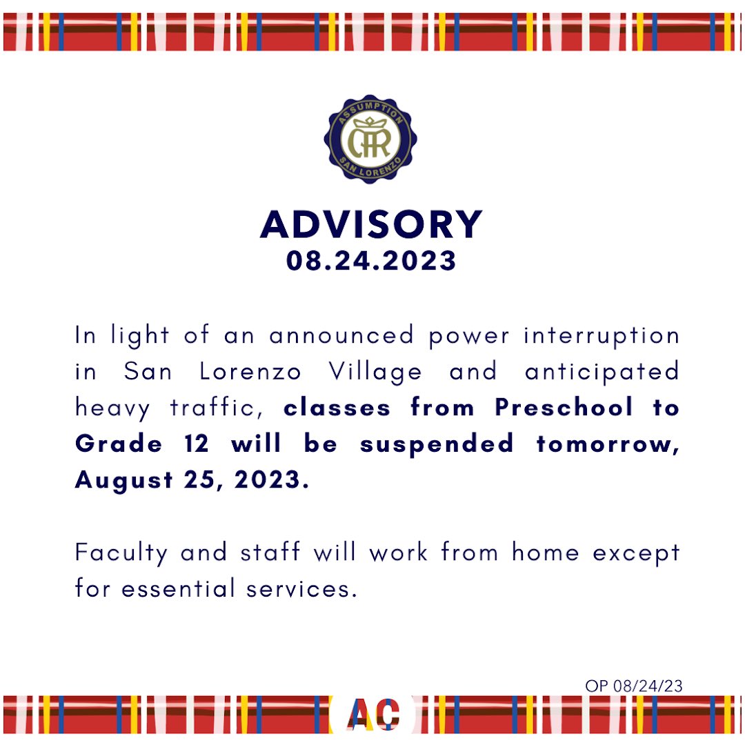 ACBasicEd's tweet image. ADVISORY 08-24-2023