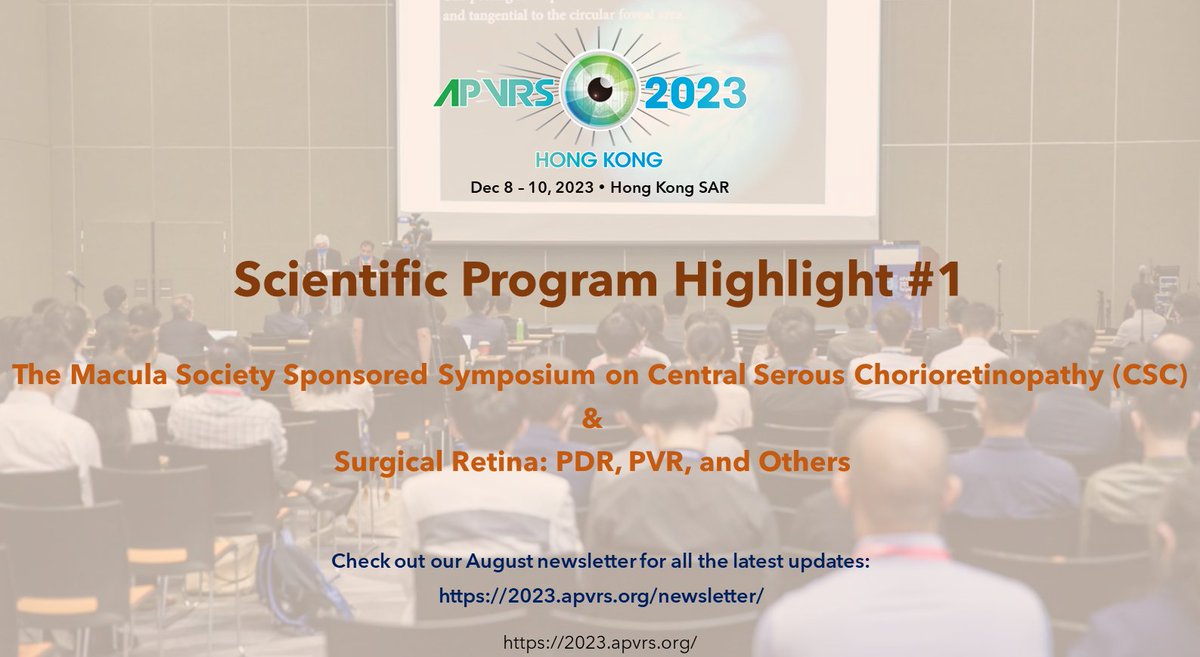 The August newsletter is out now! Take a look at two of the scientific sessions of the 16th APVRS Congress!

Don’t forget to visit the Congress website 2023.apvrs.org for all the latest updates!
