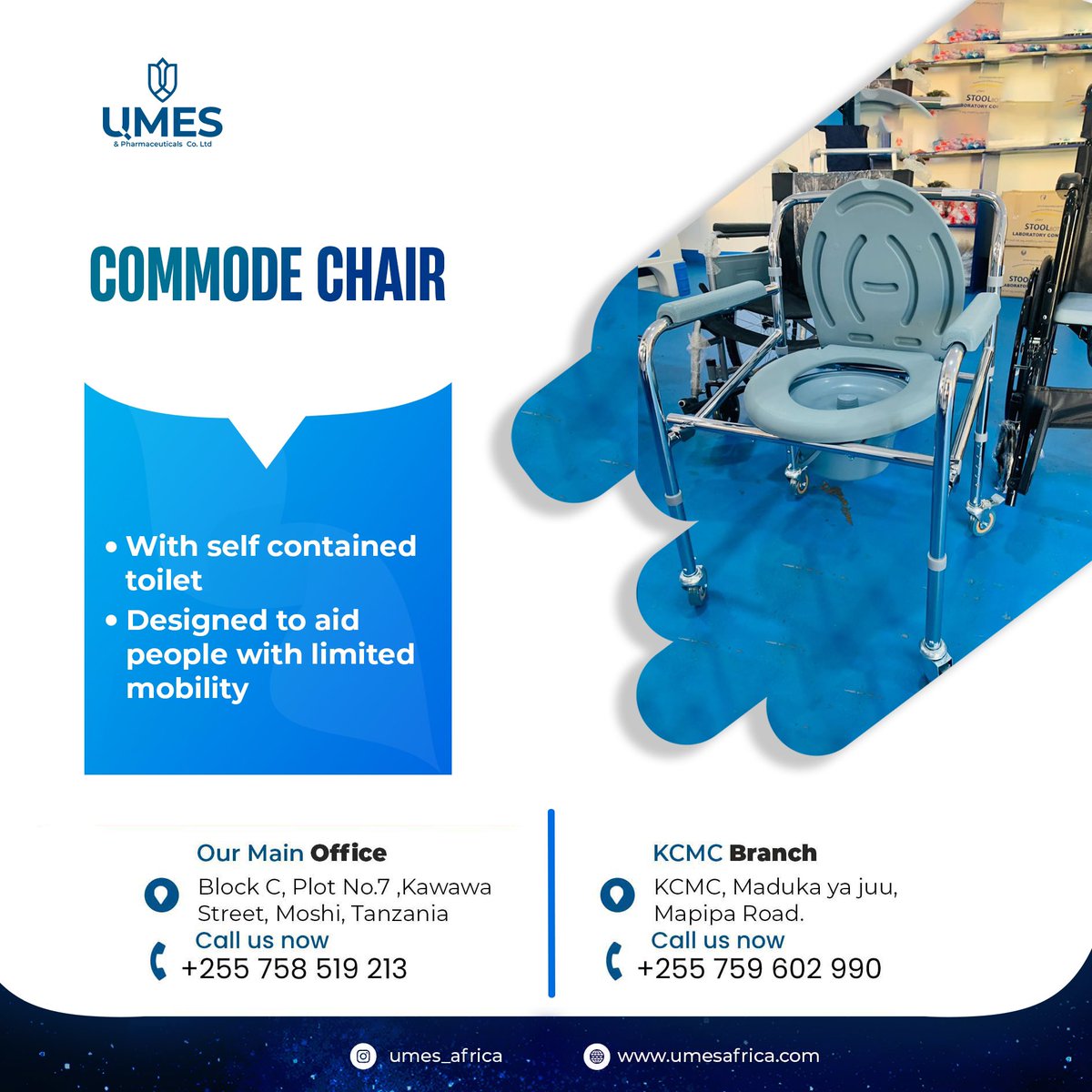 umes_africa's tweet image. “A commode chair is a mobile toilet that can be placed in your vicinity.  Often used by those who are unable to cover the distance to the washroom due to frailty or any other disease.”

Welcome  @umes_africa for high quality and affordable #CommodeChair 

🤍💙