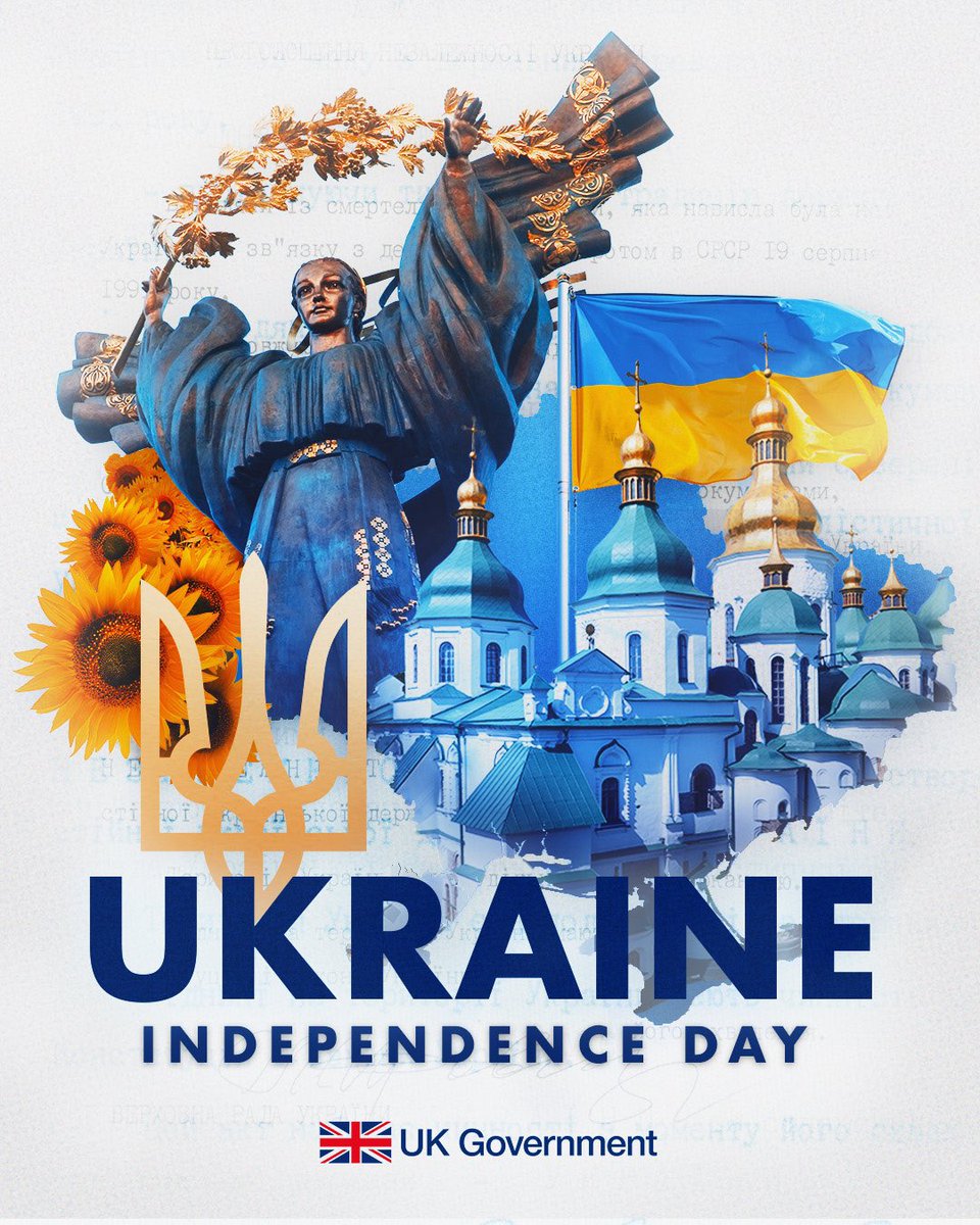 JasonMcCartney's tweet photo. Today is Ukraine’s Independence Day. We continue to stand with the people of Ukraine 🇺🇦🇬🇧🇺🇦🇬🇧@AUGBHUDDS 
#StandWithUkraine https://t.co/0eweMiA3CF
