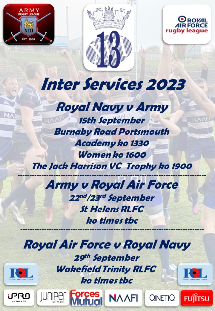 RoyalNavyRL's tweet photo. Updated post for Inter Services 23!
https://t.co/jfdbnwZNAK
@naafisocial @fujitsu_uk @QinetiQ @JuniperNetworks @iPROHydrate @PoppyLegion @BFBSSport @RAFRugbyLeague @ArmyRugbyLeague https://t.co/8BVAOlY9v2