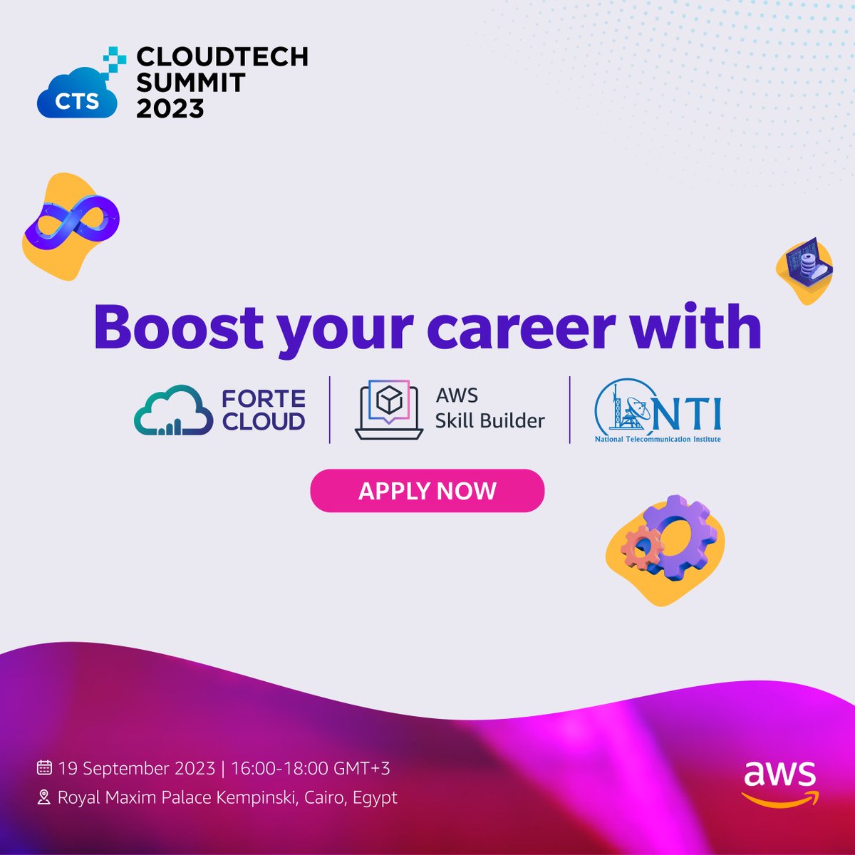 Forte_Cloud's tweet image. 🚀 Ready to turbocharge your career? Look no further! Join us at CloudTech Summit for Hiring Mania, where AWS Skill Builder, NTI, &amp;amp; FORTE CLOUD converge to open doors to endless career possibilities

19 Sep. 2023
4:00 PM
Royal Maxim Palace Kempinski

#CloudTechSummit #HiringMania