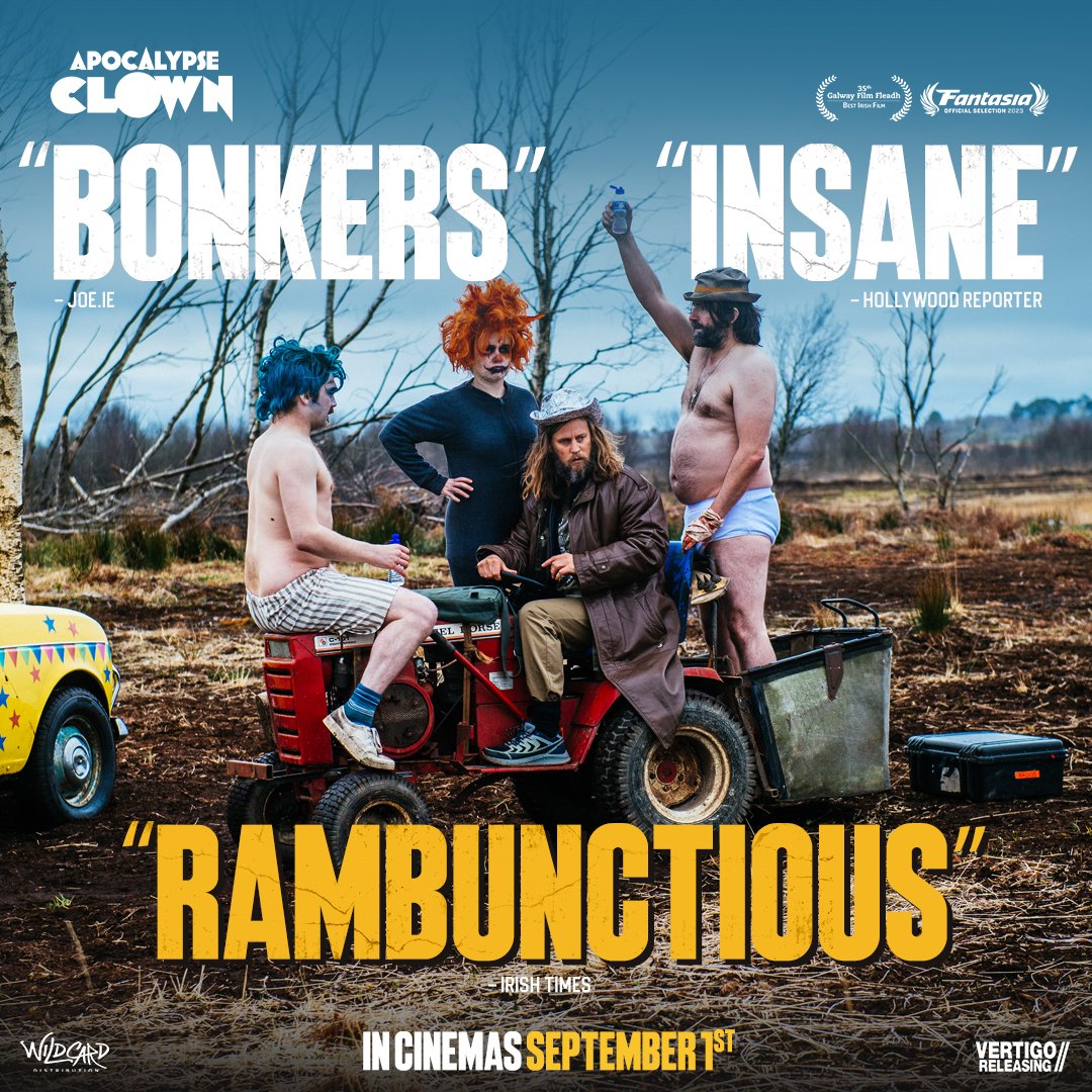 It’s the end of the world as they nose it. Time to send in those “insane”, “bonkers” and “rambunctious” clowns 🤡 

#ApocalypseClown is headed for Irish and UK cinemas next week. Out on Friday 1st September.