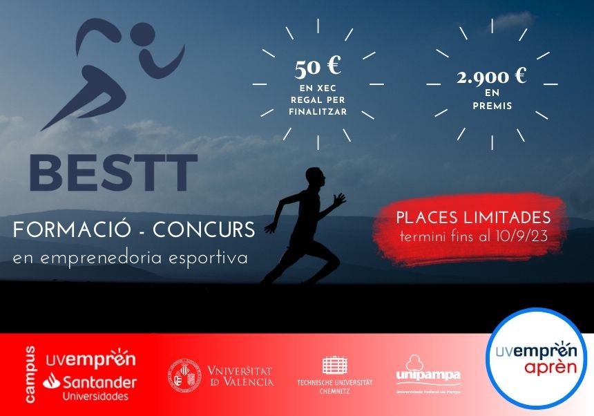 UVempren_'s tweet photo. 🔜El Vicerectorat d'Innovació i Transferència convoca 60 beques @SantanderUni_ES per participar al programa formatiu i optar als premis #BESTT per generar idees de negoci innovadores i formular projectes emprenedors a les ciències de l'esport #FCAFEUV
✍️ https://t.co/TzvxM2ZQkA https://t.co/mDnVd2N52J